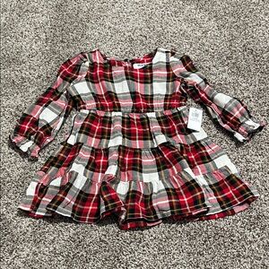 Old Navy Red Multi Plaid Ruffle Tier Dress